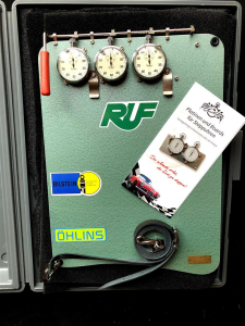 Lap Timer / Stoppuhren Board mit Hanhart Stoppuhren seltene frhe Andreas Huber Ausfhrung
